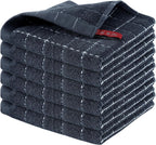 100% Cotton Terry Kitchen Dish Cloths, 6 Pack, Dark Grey | Ultra Soft and Absorbent, Suitable for Drying and Washing Dishes