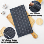 100% Cotton Terry Kitchen Dish Cloths, 6 Pack, Dark Grey | Ultra Soft and Absorbent, Suitable for Drying and Washing Dishes