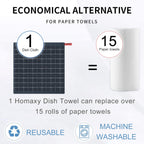 100% Cotton Terry Kitchen Dish Cloths, 6 Pack, Dark Grey | Ultra Soft and Absorbent, Suitable for Drying and Washing Dishes