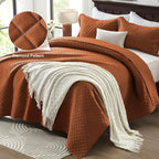 King Quilt Bedding Set, Lightweight Bedspreads,Brunt Orange | Soft Coverlet with 2 Pillow Shams,Morden Style Quilts for All Season,Suitable for Bed,Couch,Bedroom,Guest Room,106"X96"