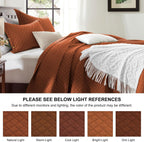 King Quilt Bedding Set, Lightweight Bedspreads,Brunt Orange | Soft Coverlet with 2 Pillow Shams,Morden Style Quilts for All Season,Suitable for Bed,Couch,Bedroom,Guest Room,106"X96"