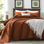 King Quilt Bedding Set, Lightweight Bedspreads,Brunt Orange | Soft Coverlet with 2 Pillow Shams,Morden Style Quilts for All Season,Suitable for Bed,Couch,Bedroom,Guest Room,106"X96"